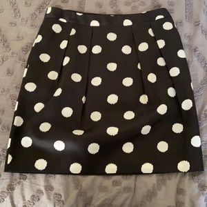 LOFT black & cream polka dot lined skirt w/pockets